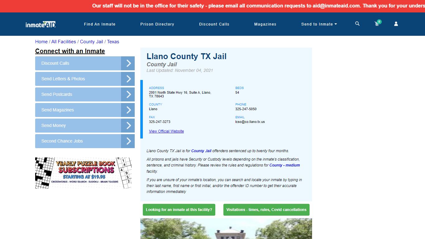 Llano County TX Jail - Inmate Locator - Llano, TX