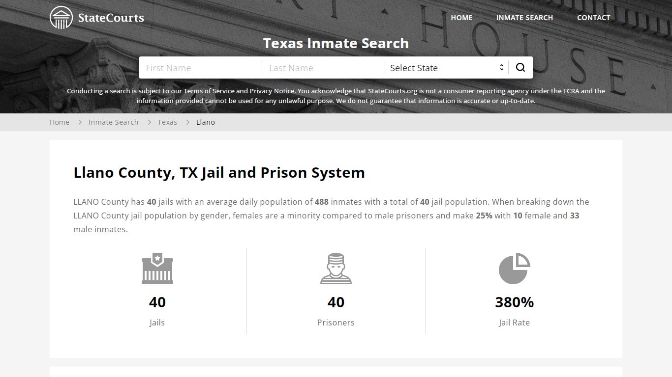 Llano County, TX Inmate Search - StateCourts