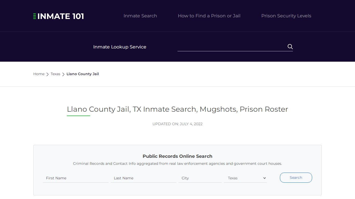 Llano County Jail, TX Inmate Search, Mugshots, Prison ...